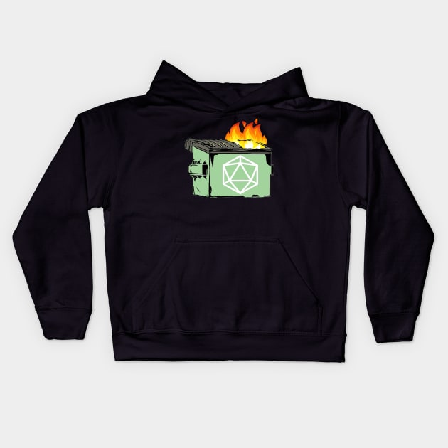 D20 Dumpster Fire Campaign Kids Hoodie by aaallsmiles